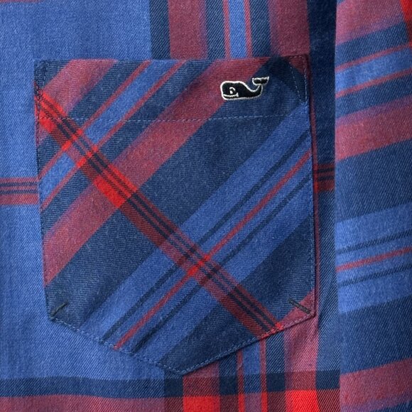 Vineyard Vines Womens Sz 4 (S) Flannel Shirt Blue/Red Plaid Pocket - Picture 4 of 9